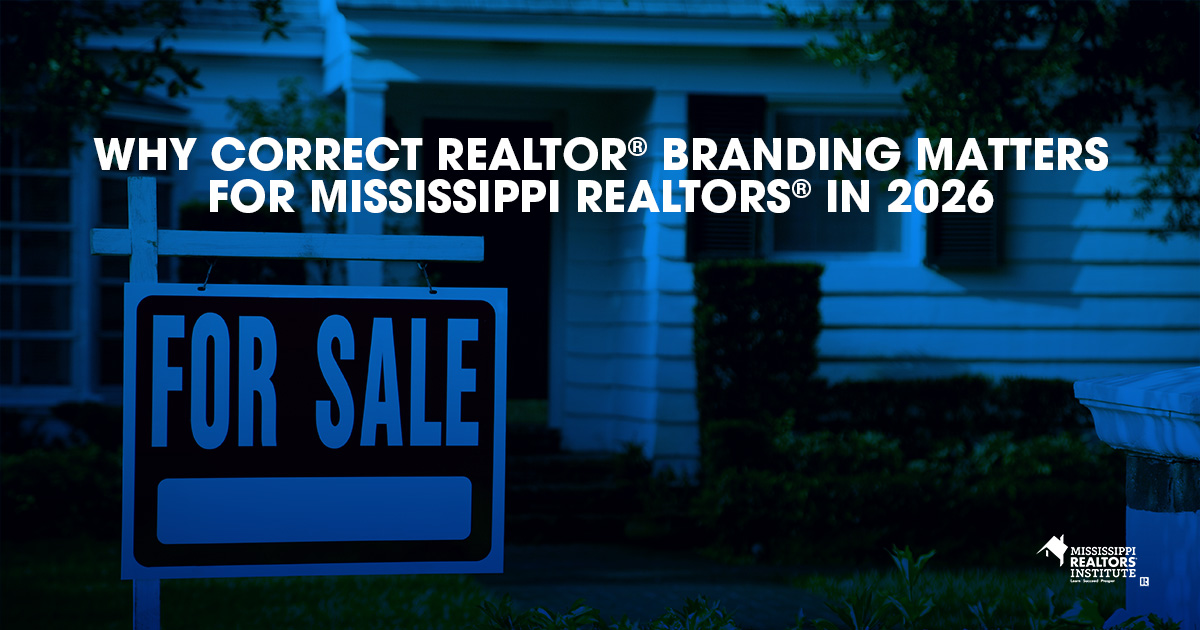 Mississippi REALTORS® For Sale sign representing correct REALTOR® logo and trademark branding rules in 2026